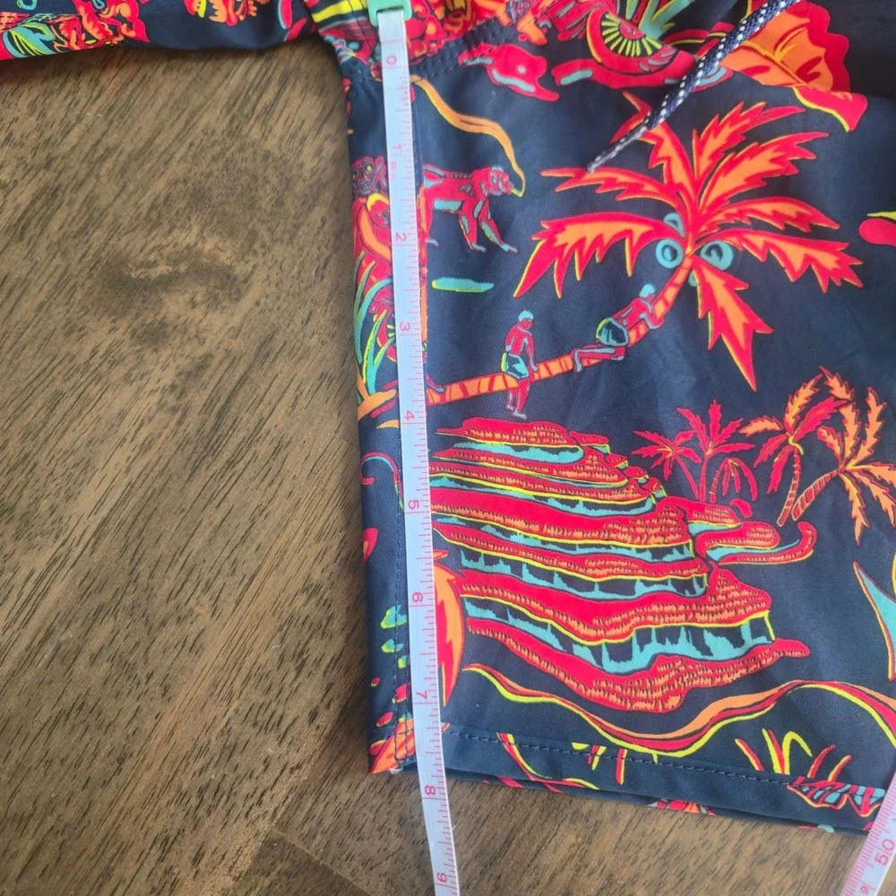 Vissla Kids Navy Blue Tropical Island Print Board Shorts Size 26 Upcycle Coconut
